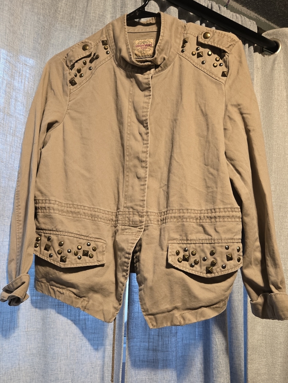 Highway Jeans Khaki Stud-Accent Utility Jacket